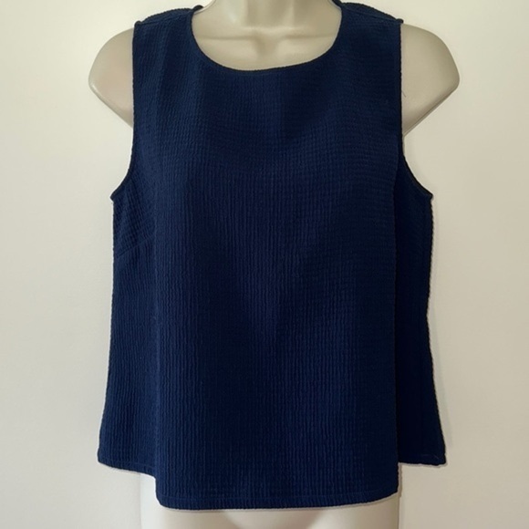 Brass Single‎ Pleated Back Navy Blue Tank Top Size Small - Picture 1 of 9